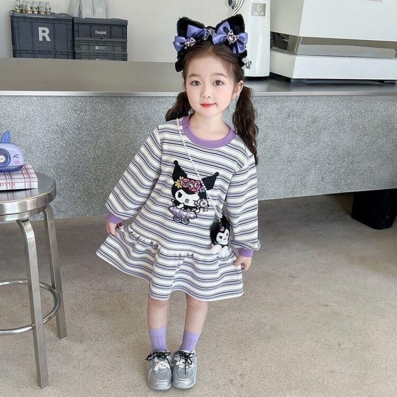 ชุดเดรสลูกสาว ผ้าเกร็ดปลาหนาไม่บาง น่ารัก