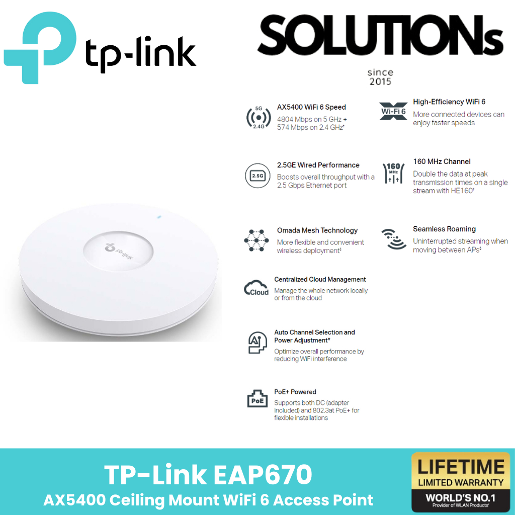 TP-Link ⚡️ACCESS POINT แอคเซสพอยต์⚡️EAP670 AX5400 Ceiling Mount WiFi 6 Access Point
