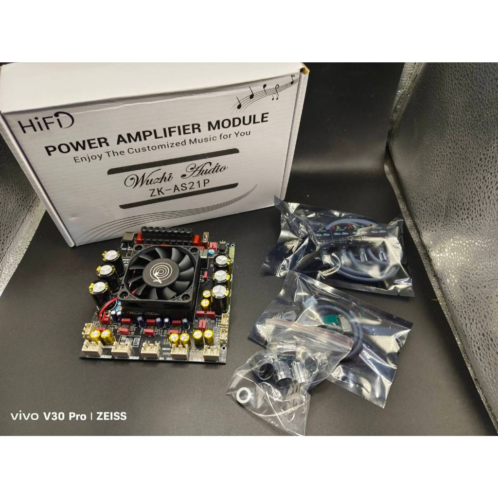 แอมป์จิ๋ว AS21P ย้ายสาย กำลังขับ300×2+600W แอมป์จิ๋ว2.1 ไฟ18-50VDC เครื่องขยายเสียง