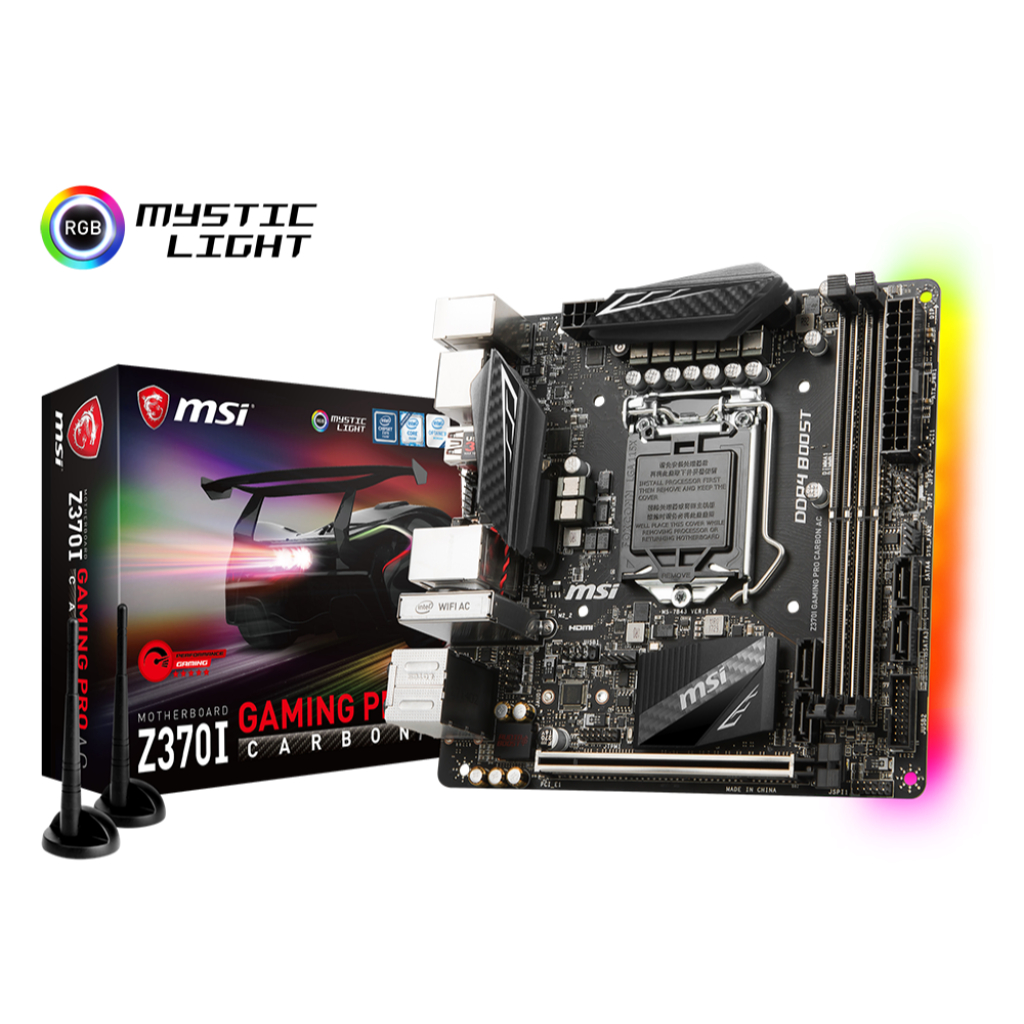 MAINBOARD (เมนบอร์ด) 1151v2 MSI Z370-I GAMING PRO CARBON AC WIFI [Mini-ITX] ตัวท็อป พร้อมส่ง