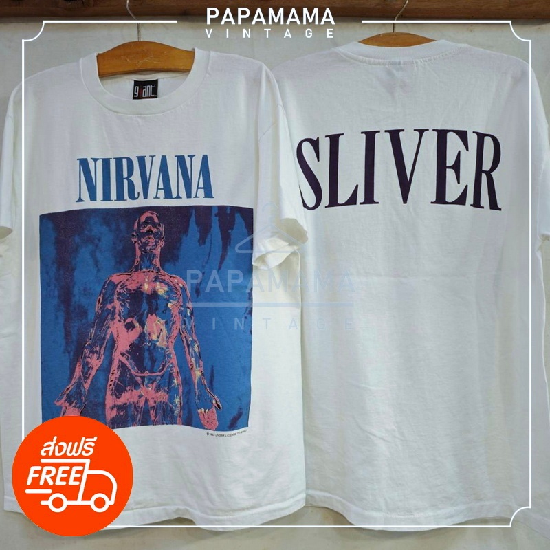 [ NIRVANA ] Sliver @1993  เสื้อร๊อค เสื้อทัวร์ เสื้อวง เนอร์วาน่า  vintage VTG sliver ป้ายGiant USA 