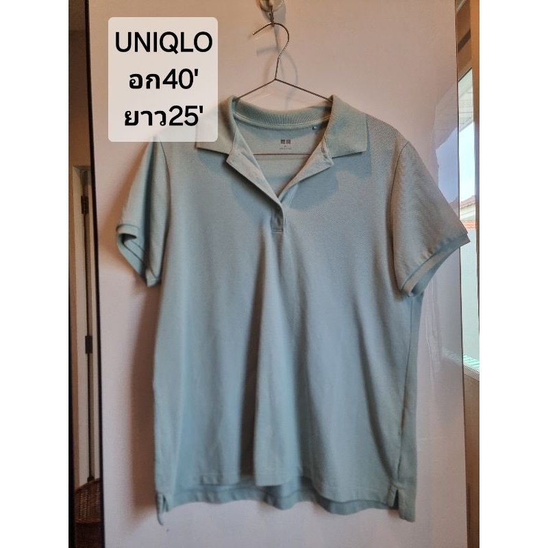 เสื้อโปโลUniqloสีเขียวตุ่นมือสอง