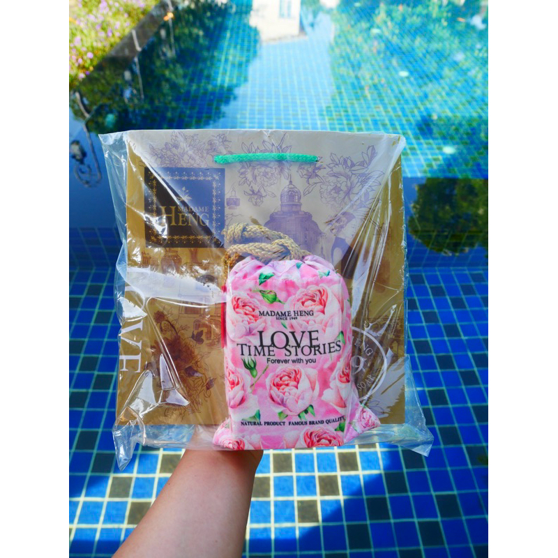 Setสบู่ไฮยาโล ถุงผ้า ถุงกระดาษ สบู่ไฮยาโลไฮโดรพาวเวอร์ (ก้อนใหญ่) Madame heng Hyaloe Hydropower soap