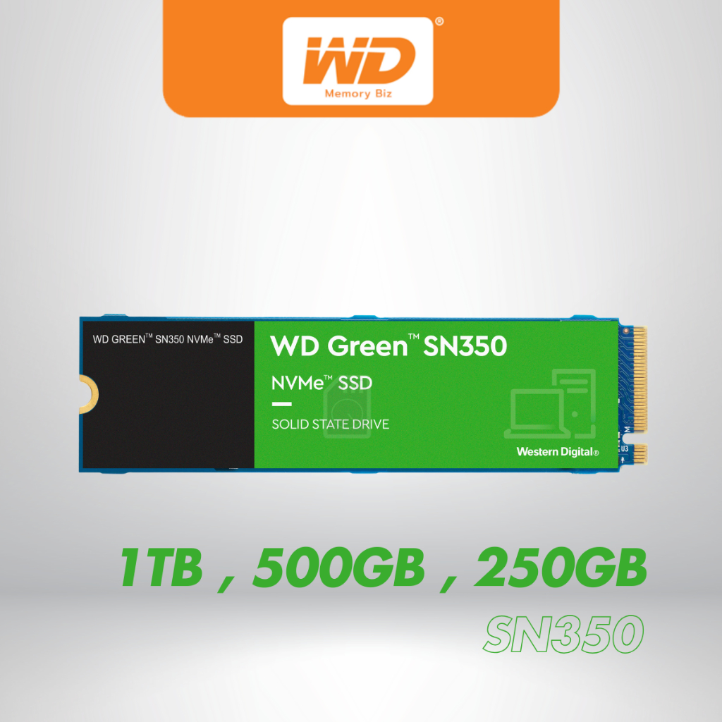 WD GREEN SN350 SSD 1TB ,500GB , 250GB - PCIe 3x4/NVMe M.2 2280  ประกัน 3 ปี (เอสเอสดี) MemoryBiz