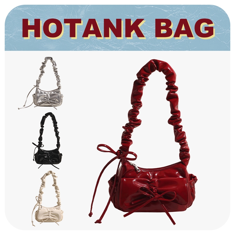HOTANK กระเป๋าสะพายไหล่เดี่ยว Bow high beauty จีบใหม่แฟชั่น combuting high-end niche crossbody รักแร้กระเป๋า