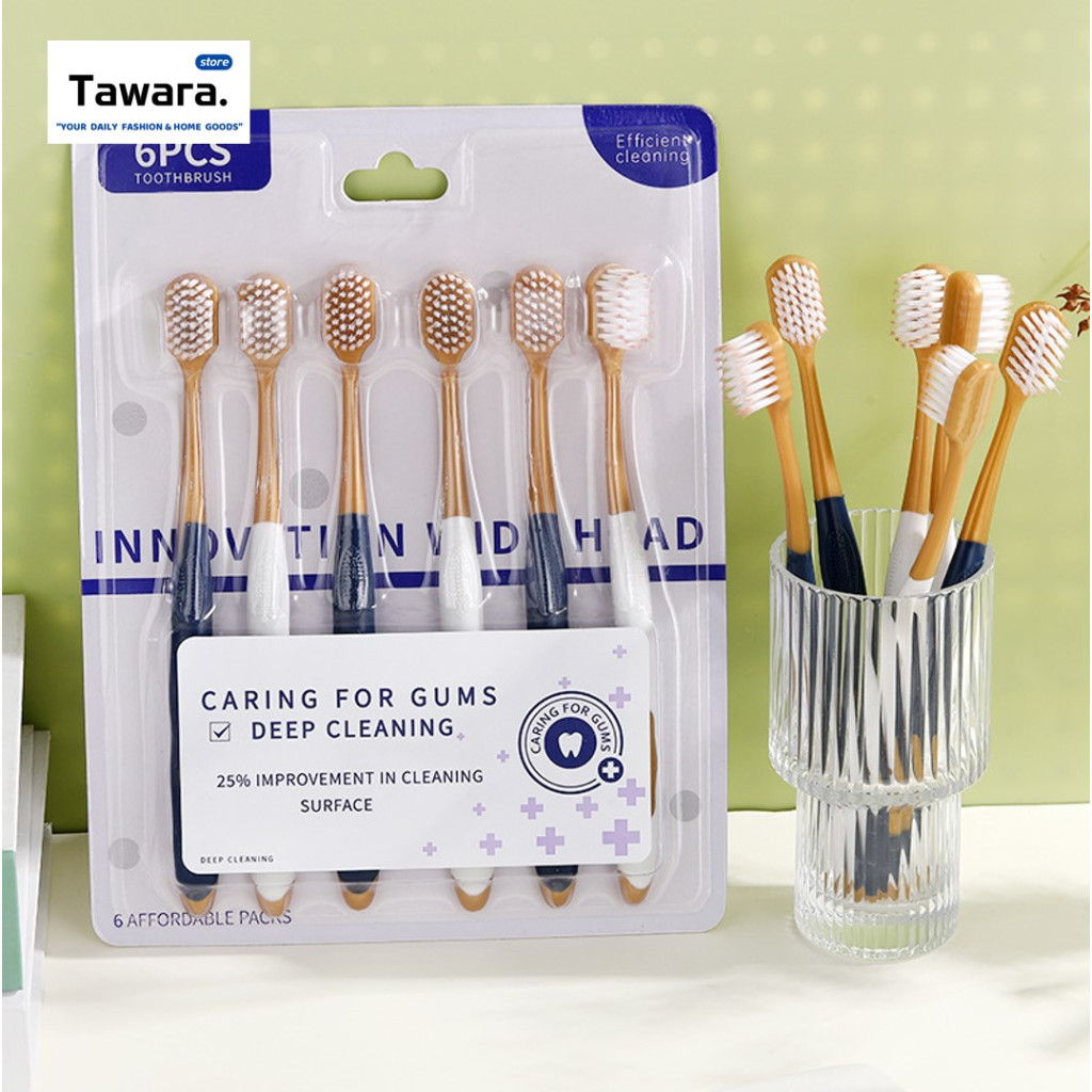 H-186 แปรงสีฟัน (6ด้าม/แพ็ค) Toothbrush แปรงสีฟันผู้ใหญ่ ขนนุ่ม แปรงฟัน ช่องปาก ทำความสะอาดได้ดี มี 2 รุ่น
