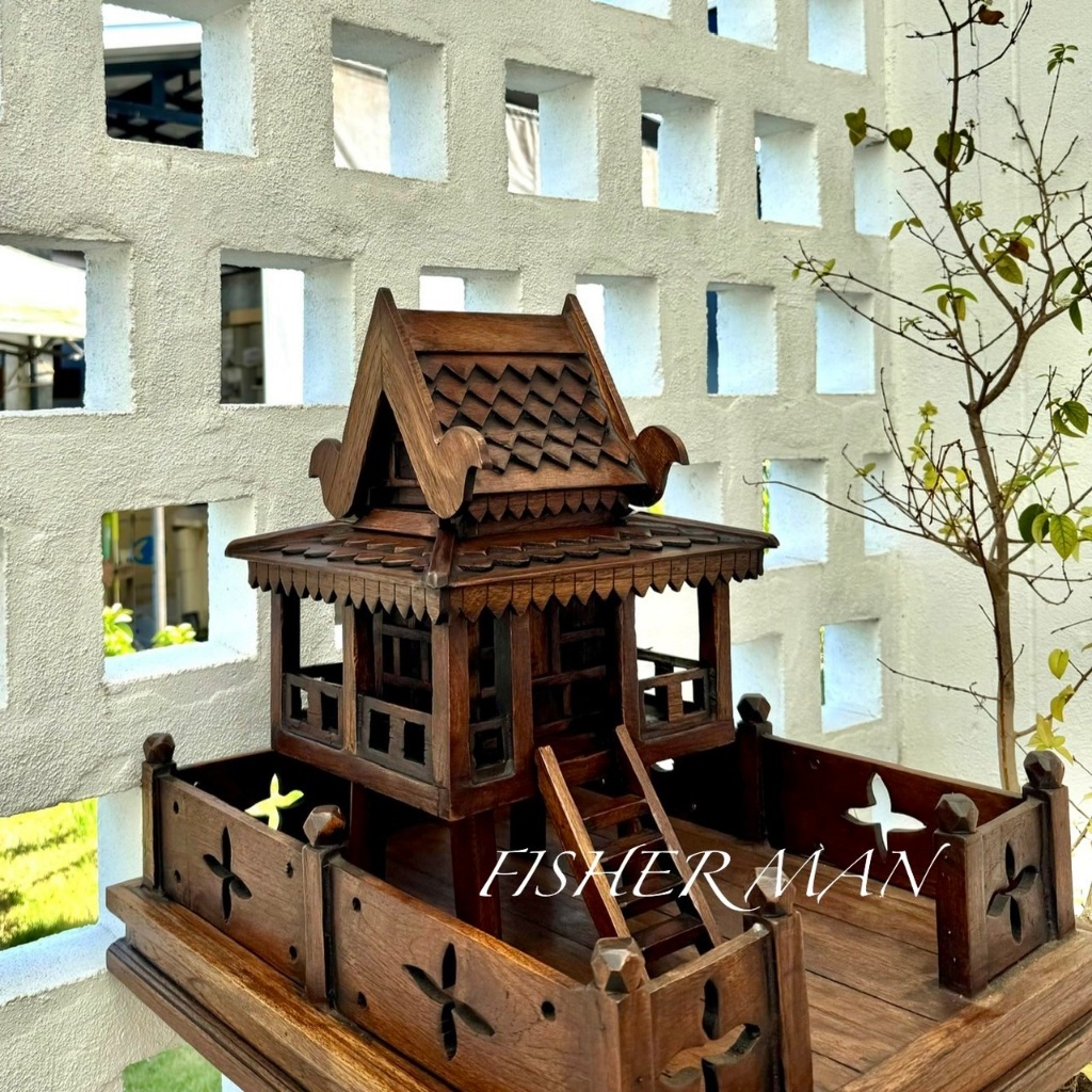 ศาลตายาย งานไม้สัก ทรงหลวงข้าว Spirit house