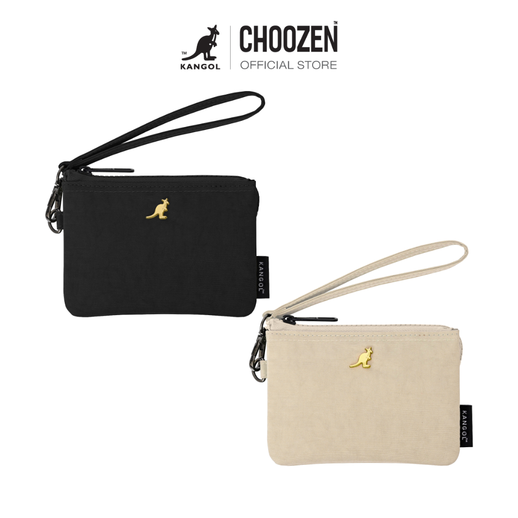 KANGOL Bag กระเป๋าเก็บเหรียญ กระเป๋าถือ กระเป๋าคลัชท์ คล้องแขน ขนาดเล็ก สีเบจ, ดำ 61251785