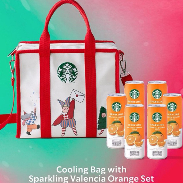 starbucks cooling bag with sparkling Valencia orange set