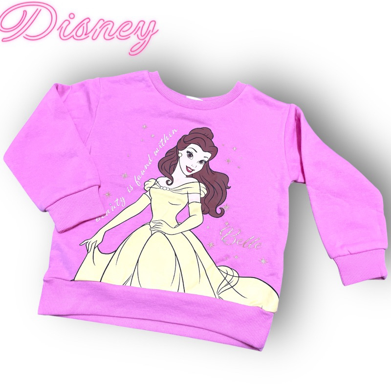 Disney เสื้อแขนยาว เสื้อกันหนาว วัย 2-8 ขวบ สีชมพู ลายเจ้าหญิง