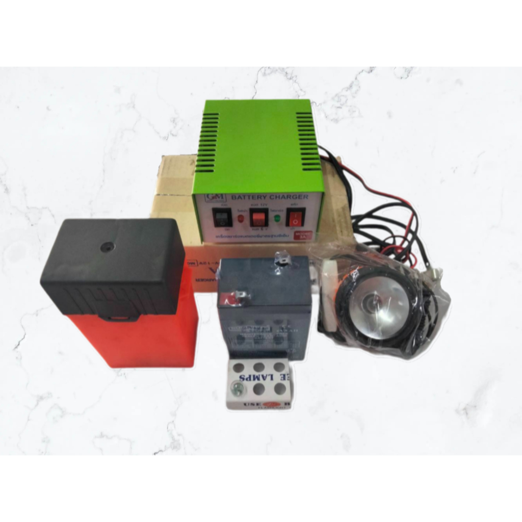 แบตเตอร์รี่ 6V และ 12V ครบชุด กล่องแบตเตอร์รี่ หัวไฟฉายเล็ก หลอดไฟฉาย ตัวชาร์จ มีให้เลือกหลายรายการ
