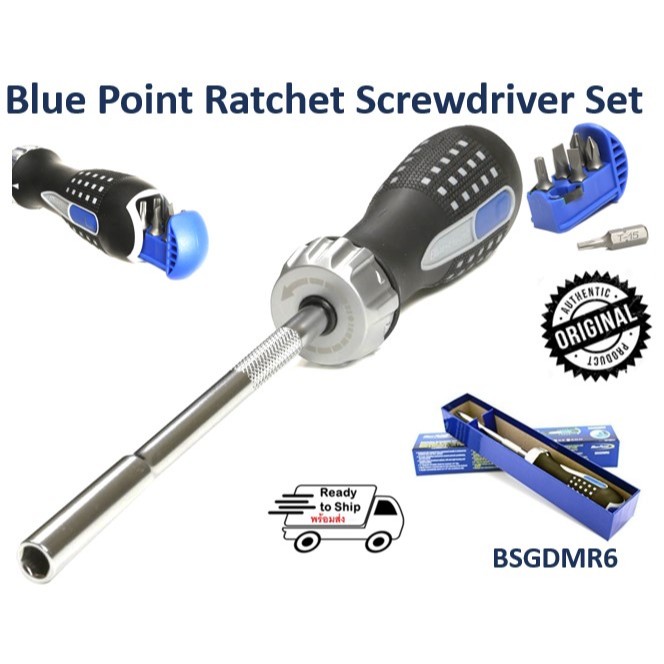 แท้!!Blue-Point Ratchet Screwdriver 1/4 Set ชุดใขควง ด้ามฟรี กรอกแกรก 1/4 BSGDMR6