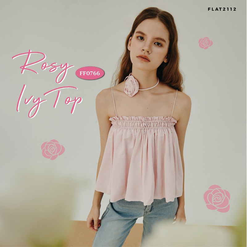 FLAT2112 FF0766 : ROSY IVY TOP เสื้อสายเดี่ยว สีชมพู