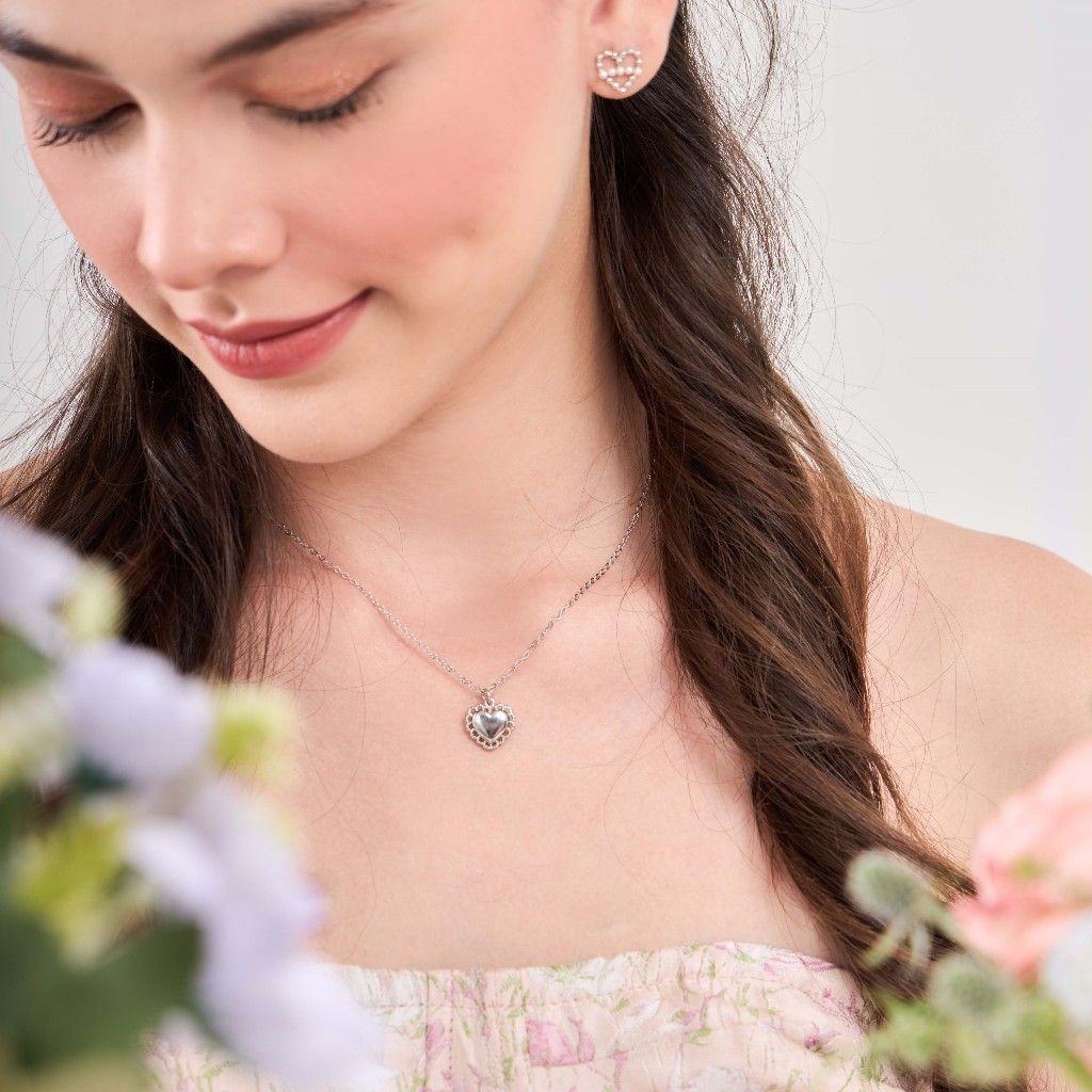 earika.earrings - eternal love necklace สร้อยคอหัวใจเรียบเกลี้ยง ก้านเงินแท้ เหมาะสำหรับคนแพ้ง่าย