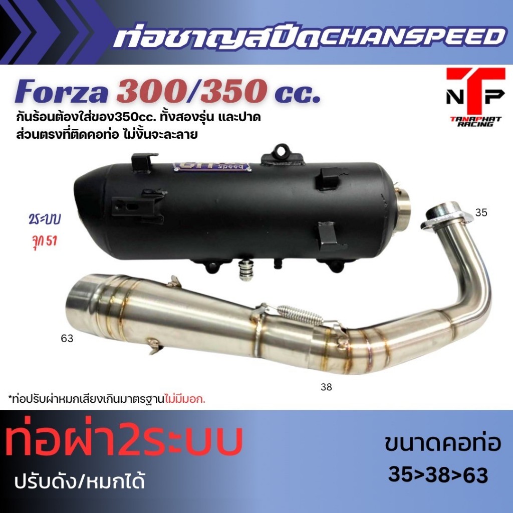 ท่อชาญสปีด forza350 ท่อสร้าง Forza350 forza300 ฟอซ่า งานชาญสปีด 2ระบบ CHANSPEED
