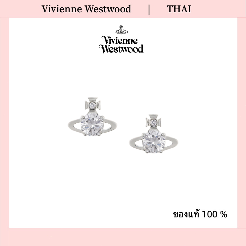 Vivienne Westwood แหวนหูสีเงิน925 Reina Earrings เครื่องประดับแฟชั่นสตรี ของแท้ 100%
