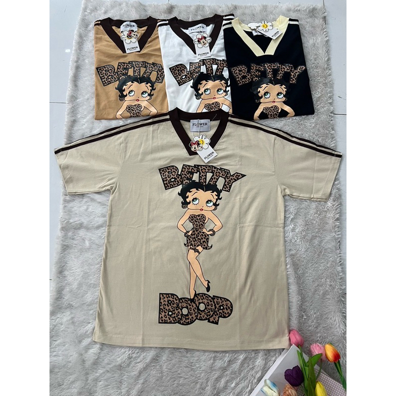เสื้อยืดOversize(FLOWER)BETTYลายเสือ