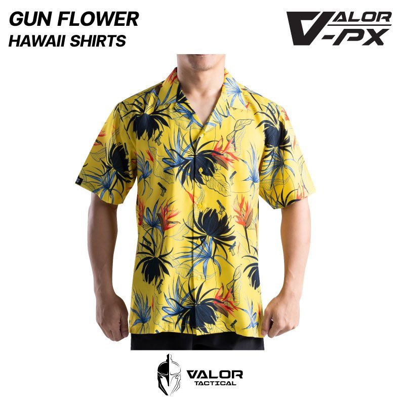Valor PX - Gun Flower Hawaii Shirts เสื้อฮาวาย ลายดอกไม้แขนสั้น สําหรับผู้ชายและผู้หญิง