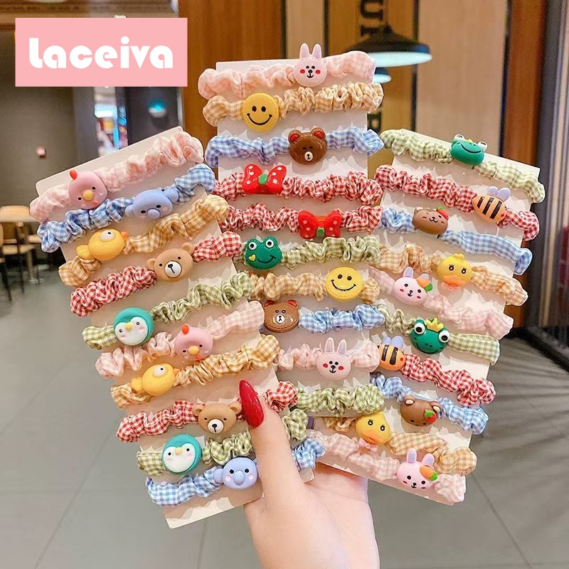 Laceiva  ยางรัดผมลายการ์ตูน เครื่องประดับผม สไตล์เกาหลี หวานน่ารัก