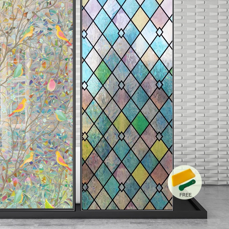 ฟิล์มกระจกสูญญากาศ 60/90/120x200ซม.Window film สติ๊กเกอร์ติดหน้า สติ๊กเกอร์ตกแต่งห้องสีสันสดใส
