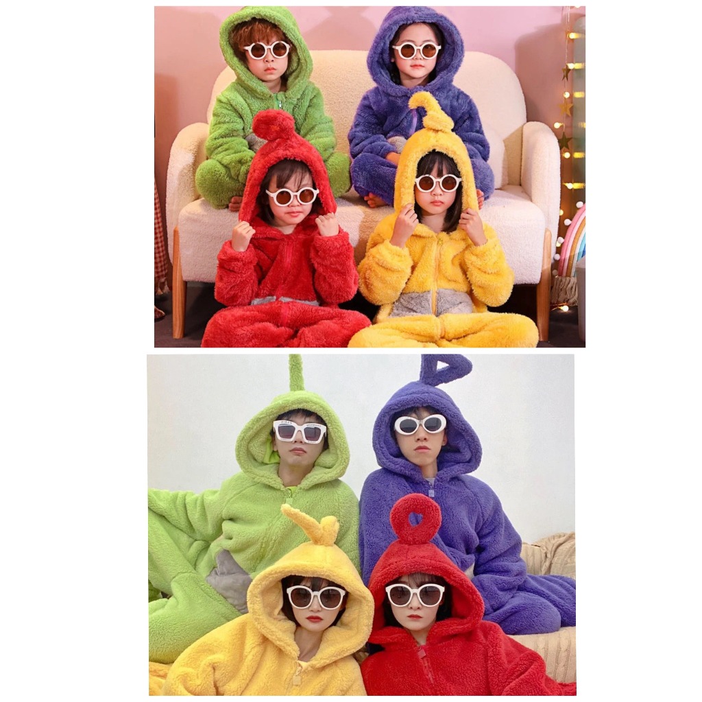 Unisex เด็ก ผู้ใหญ่ ชุดเทเลทับบี้ เทเลทับบี้ ดิปซี โพ ทิงกี้วิงกี้ ลาล่า Teletubbies ชุดมาสคอต ชุดคอ