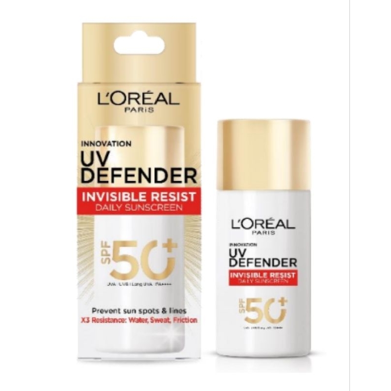 L'Oreal Paris Uv Defender Invisible Resist Daily Sunscreen SPF50+ PA++++ Long UVA 50 Ml. ครีมกันแดด