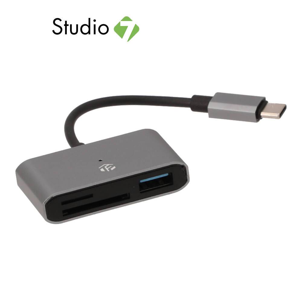 การ์ดรีดเดอร์ TECHPRO Mul-Function 3 in 1 Type-C Card Reader/USB-Ax1 Grey by Studio7