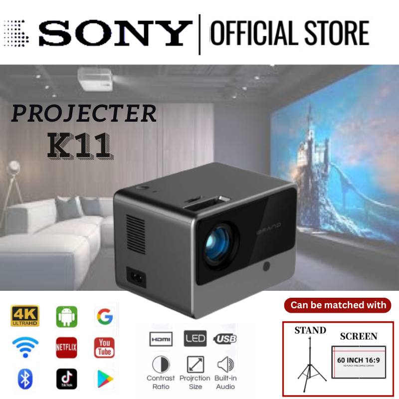 【รับประกัน 5 ปี】Projector K11 Android Bluetooth Full HD 1080Pความละเอียดสูงเชื่อมต่อกับโทรศัพท์มือถือได้