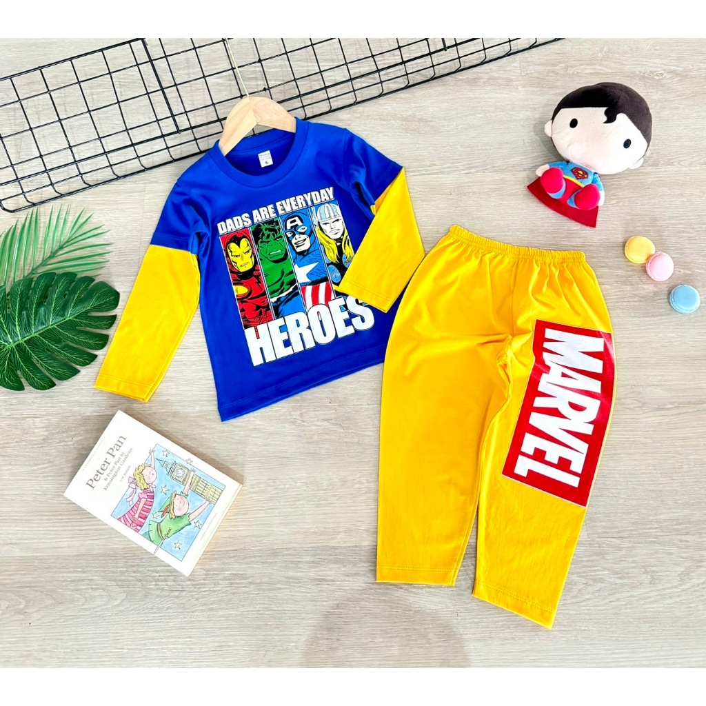 เสื้อผ้าเด็ก ชุดเด็กผู้หญิง ชุดเด็กผู้ชาย เสื้อแขนยาว - ขายาว  ทูโทน  สกรีนใหญ่ (สต๊อก 2)