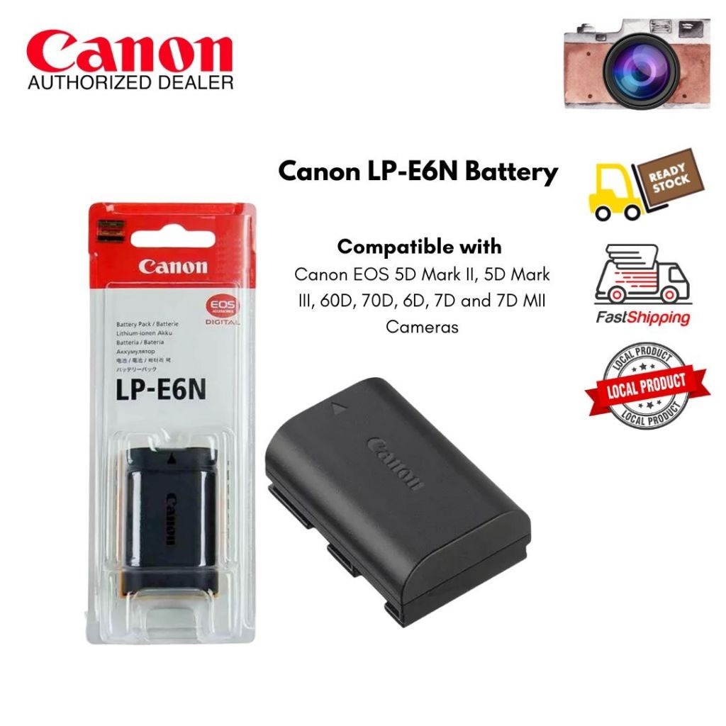 Canon LP-E6N เหมือนแท้มาก สำหรับกล้อง Canon 90D 7D 7D2 60D 70D 80D 6D 6D2 5D2 5D3 5Ds 5Dr 5D IV สินค้ามือ 1