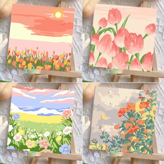 [พร้อมส่ง]🔥ระบายสีตามตัวเลข 20X20ซม ขึงเฟรมไม้พร้อมอุปกรณ์ ข…