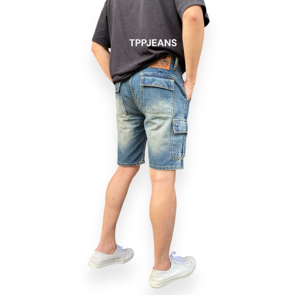 JEANSEXPRESS Cargo Shorts กางเกงยีนส์ชาย ทรงสั้นเหนือเข่า กระเป๋าข้าง เป้าซิป ทรงสวย ใส่สบาย Size 28-36 ราคา ถูกที่สุด ดีลบีเคเค แกลเลอรีภาพที่ 3