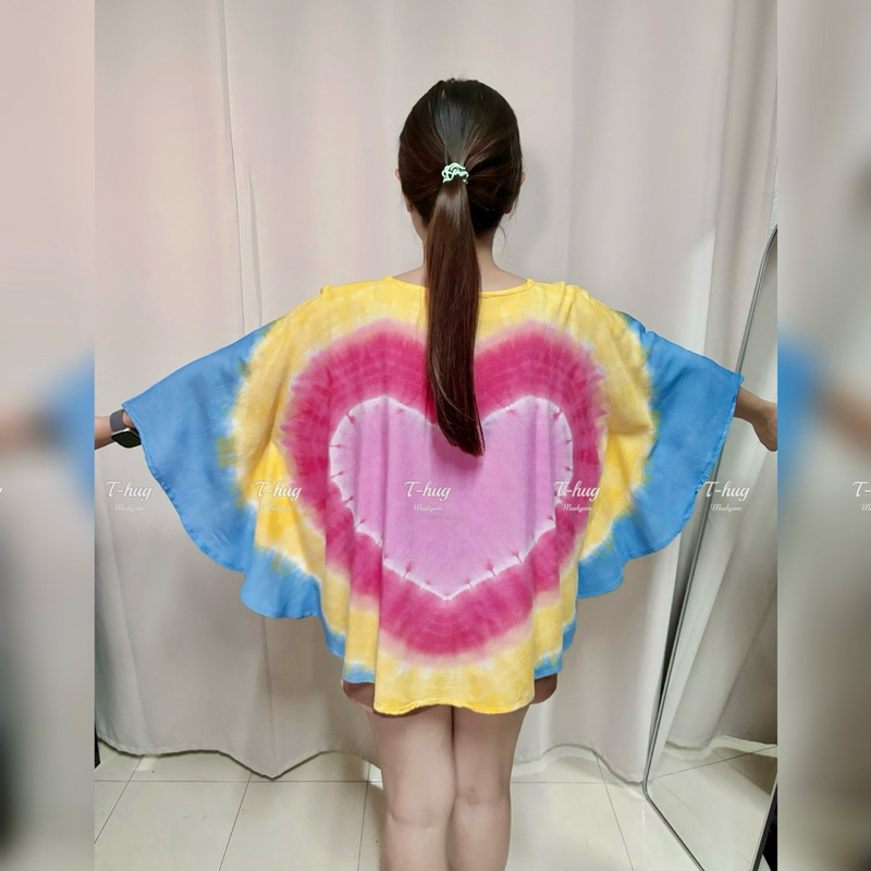 เสื้อดำ เสื้อมัดย้อม ทรงค้างคาวคอกลม🖤 ผ้าไม่ยืดแนะนำเผื่อไซส์ - รูปที่ 2