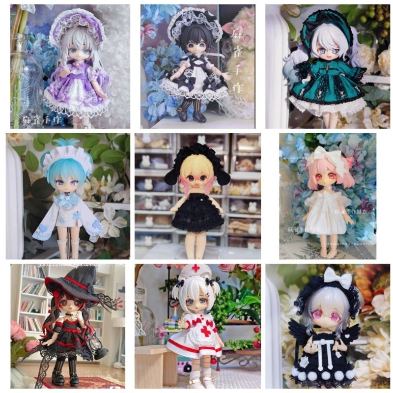 พรีออเดอร์​ ชุด​เดรสด๋อย​ nendoroid ob11​ ชุดเซตน่ารักๆ ชุดนอน ชุดเมด ชุดแม่มด