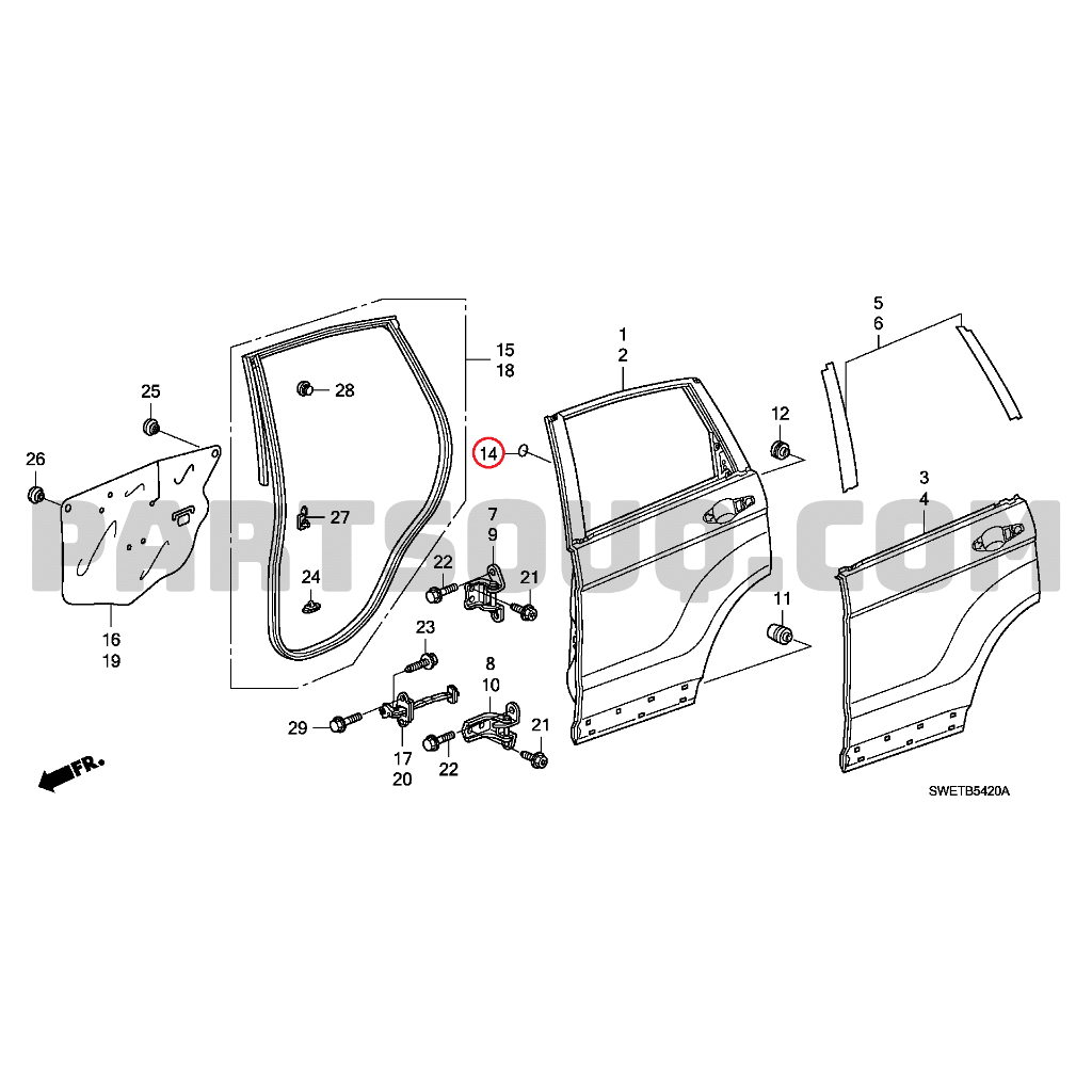 สติกเกอร์ดำปิดรูช่องประตูหลัง CRV G3 CR-V 2006-12 SEAL, OUTER HANDLE HOLE แท้เบิกศูนย์