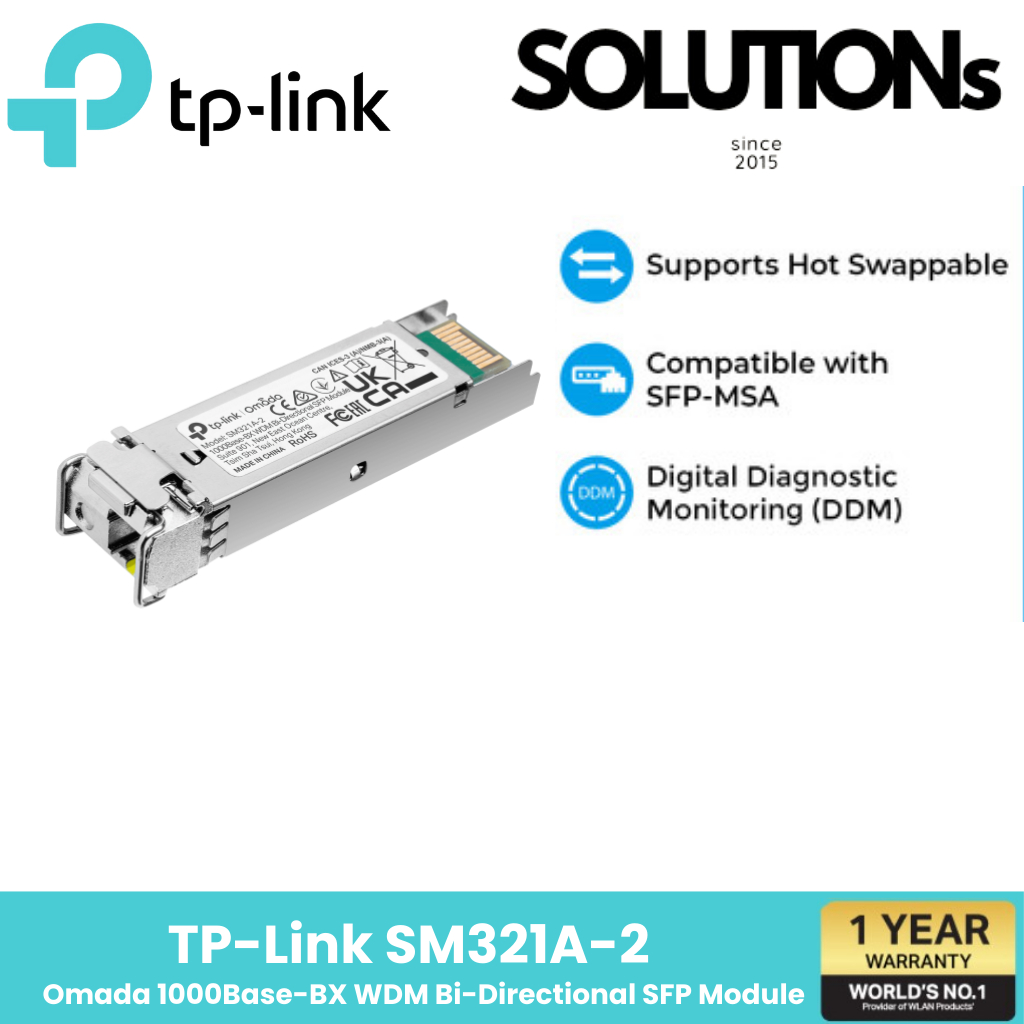 TP-LINK SM321A-2 (TL-SM321A-2)  Omada 1000Base-BX WDM Bi-Directional SFP Module