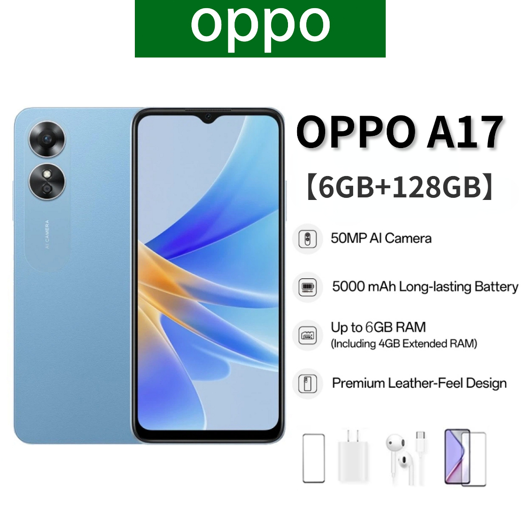 [COD] สมาร์ทโฟน OPP0 A17 (6GB+128GB) จอใหญ่ 6.56 นิ้ว ชาร์จเร็ว แบตเตอรี่ 5000mAh