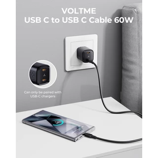 สายชาร์จ Voltme EDC USB-C to USB-C 3A/60W Fast Charging Cable USB2.0 รองรับ PD ชาร์จเร็ว (1.2M / 2M / 3M)