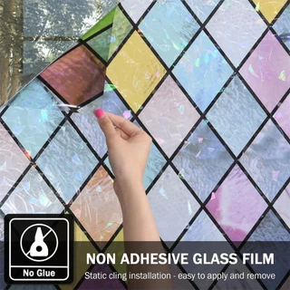 Window film ฟิล์มติดกระจก แบบสุญญากาศ เพิ่มความเป็นส่วนตัว ยาว2เมตร ติดตั้งง่าย เพิ่มความสวยงาม สติ๊กเกอร์ติดกระจกบ้าน ฟ