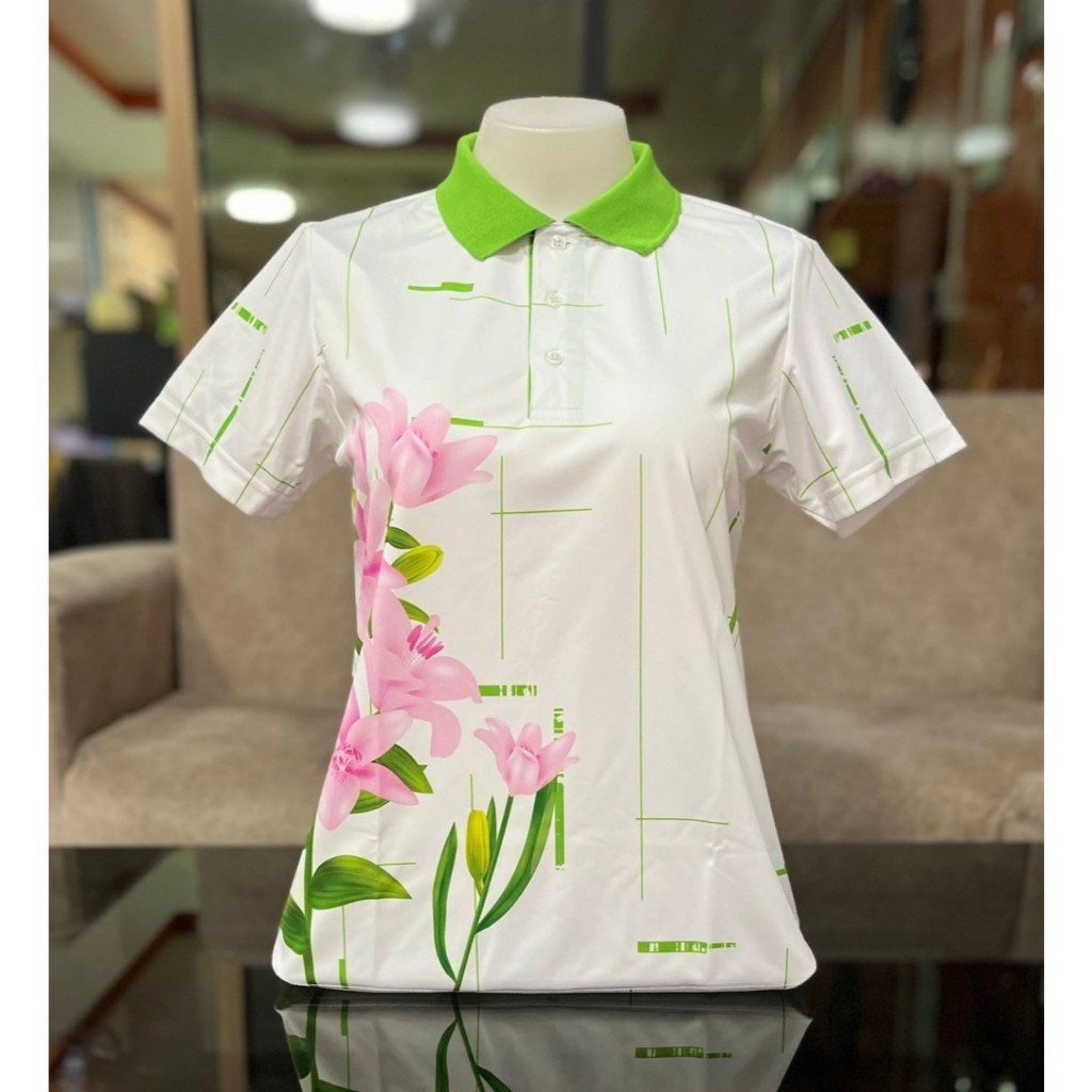 เสื้อโปโลใส่ทำงาน “ลายดอกจำปี” ผ้าไมโครเกรด PREMIUM พร้อมส่ง POLO SHIRT