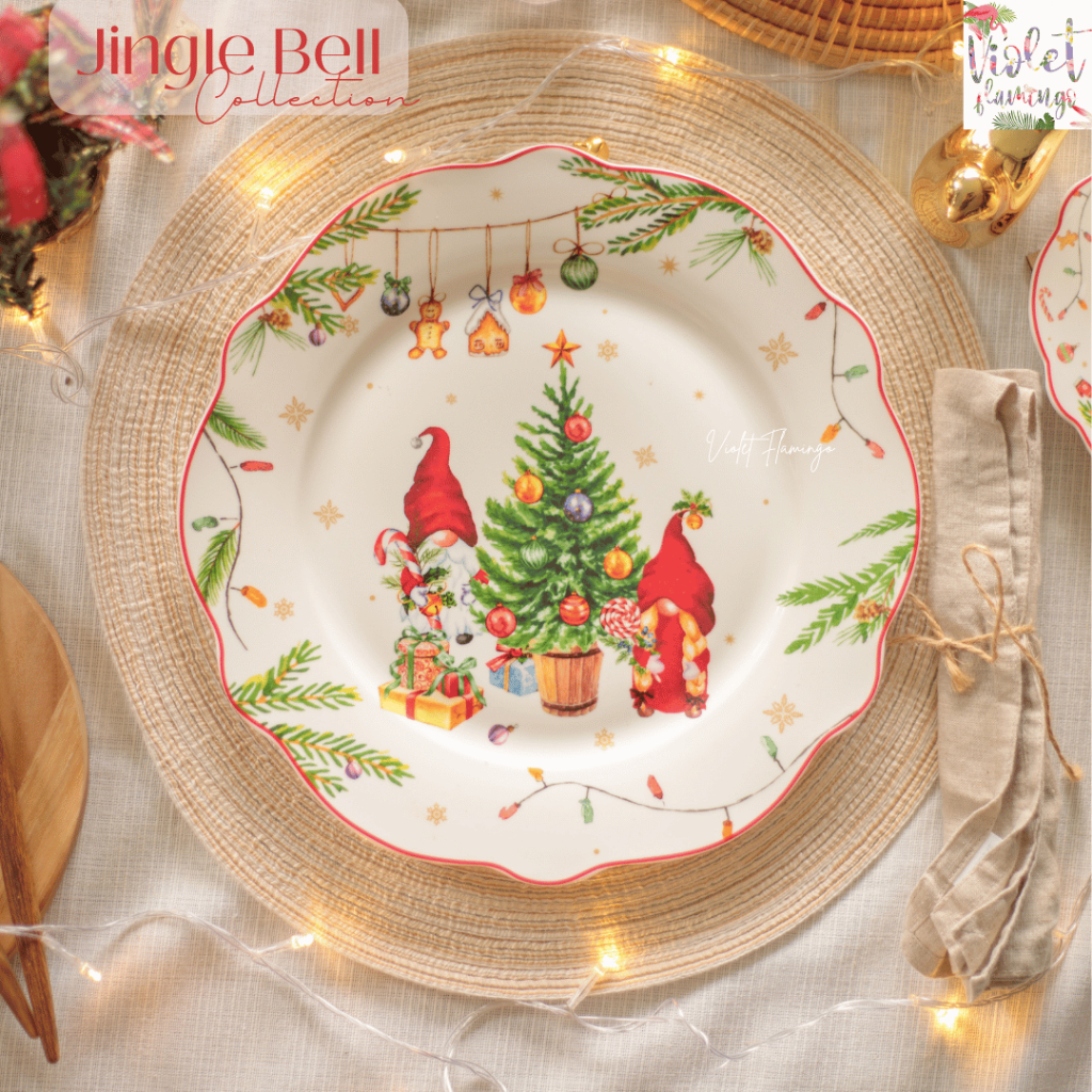 Violet Flamingo จานคริสมาสต์รุ่น Jingle Bell Set จานลายซานต้าและต้นคริสมาสต์แสนน่ารัก Chirstmas Collection