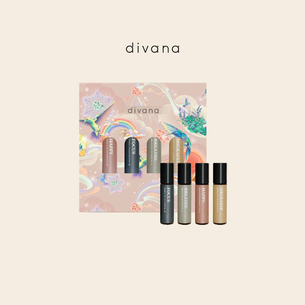 divana เซ็ตส่งต่อความสุข ลูกกลิ้งน้ำมันหอมระเหย: divana Phenomenon of Happiness Set Miracle Roller Essential Oil