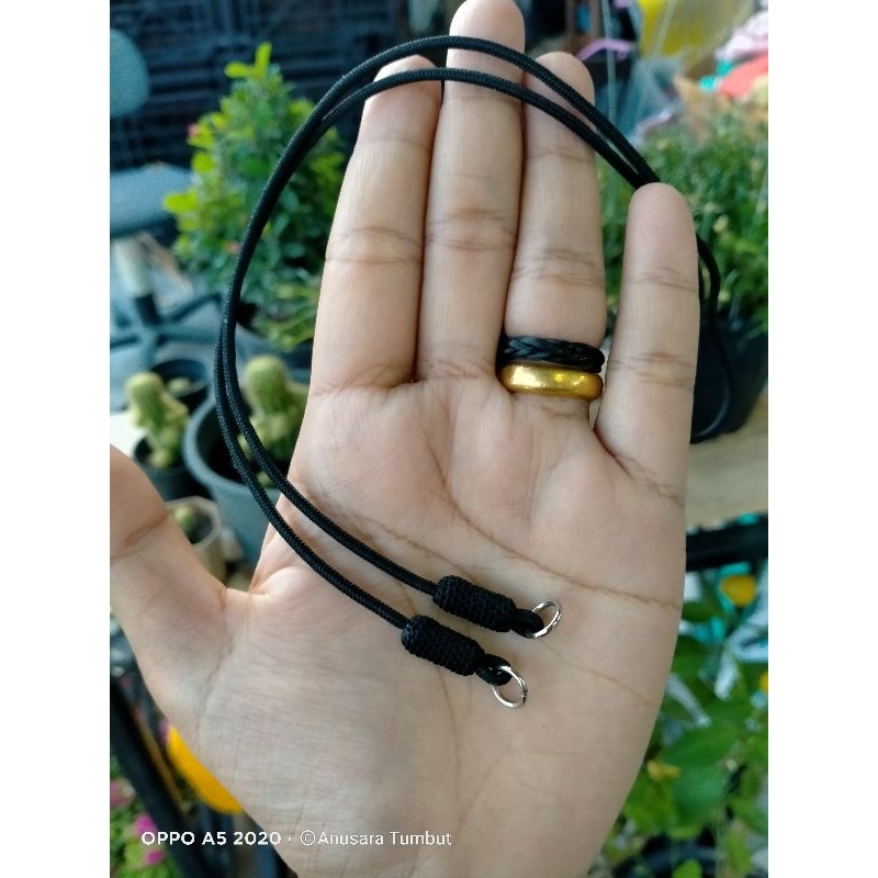 สร้อยพระเชือกร่ม ห้อยพระ3หู พระ3ห่วง ตะกรุด ลูกอม งานเย็บมือเลือกความยาวได้