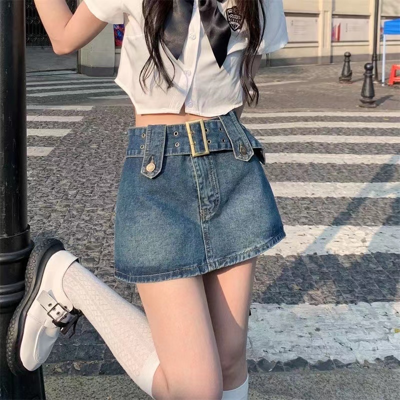 กางเกงกระโปรงยีนส์แฟชั่น Size 24-34 มีสีฟ้าอ่อน สีเทาดำและสีขาว
