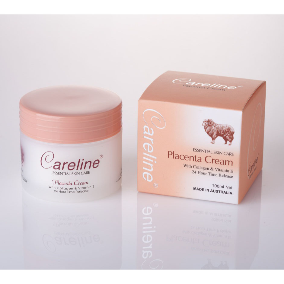 ครีมรกแกะ แคร์ไลน์ กล่องสีส้มCareline Placenta Cream with Collagen & Vitamin E 100ml.