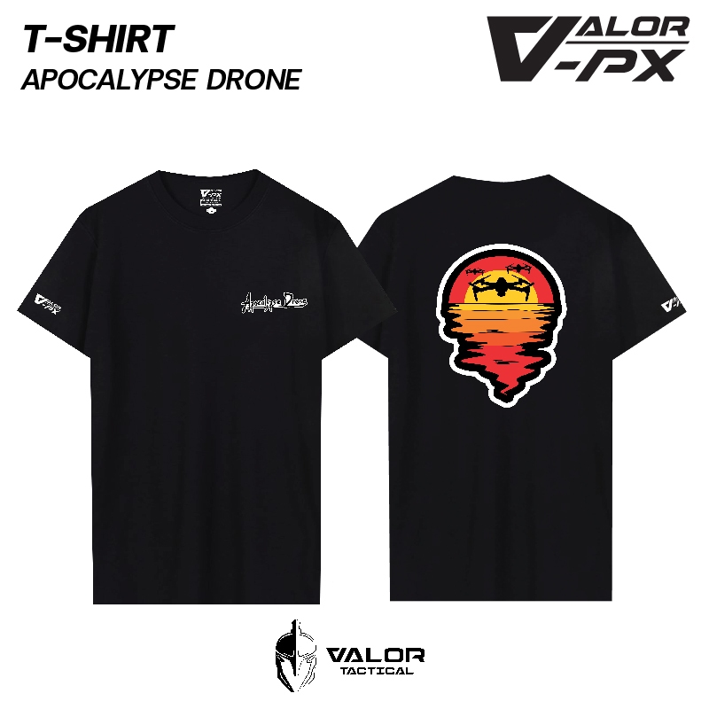Valor PX - Apocalypse Drone T-Shirt 2024 เสื้อยืด สกรีนลาย tactical เสื้อสกรีนลายกราฟิก ผ้าระบายอากาศ ไม่อับชื้น