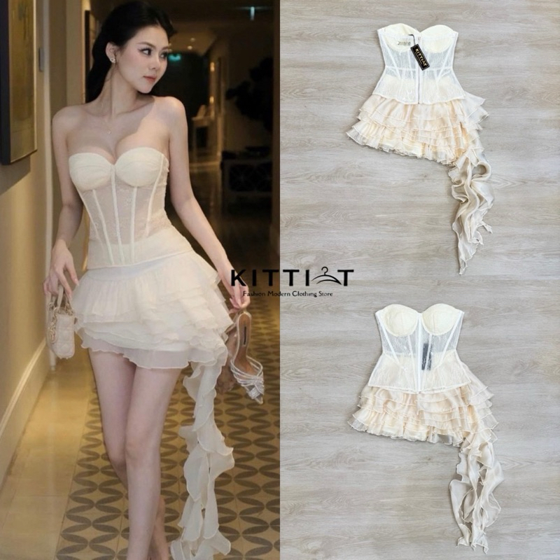 Brand ::: KITTI-T (กิตติที) Code ::: KT 26เซท2ชิ้นเสื้อเกาะอก+กระโปรงตัวแม่ตัวมัมสุดพร้อมขโมยซีน!สายออกงานบ่อยๆ