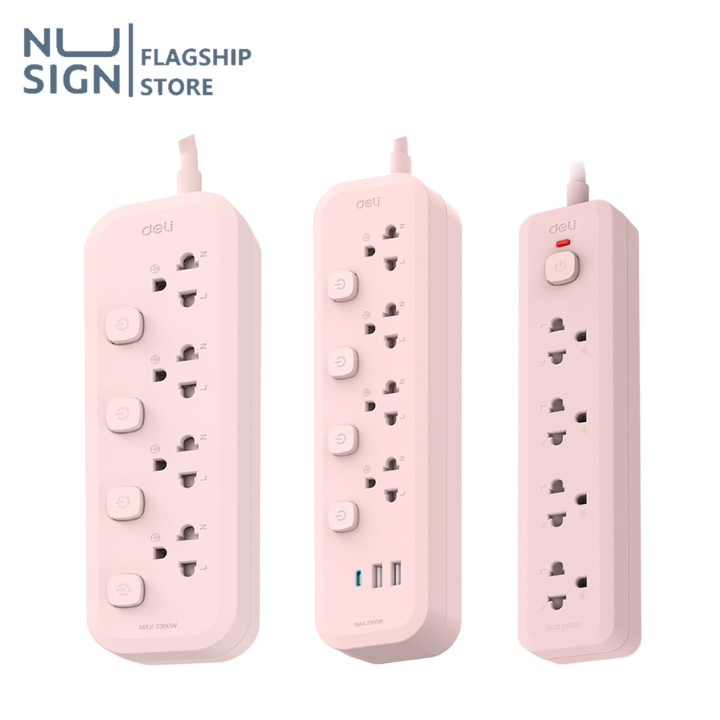 Nusign ปลั๊กไฟ รางปลั๊กไฟ สวิสต์แยกปลั๊ก ความยาว3เมตร 10A2300W มอก. ปลอดภัย รับประกัน3ปี Power socket