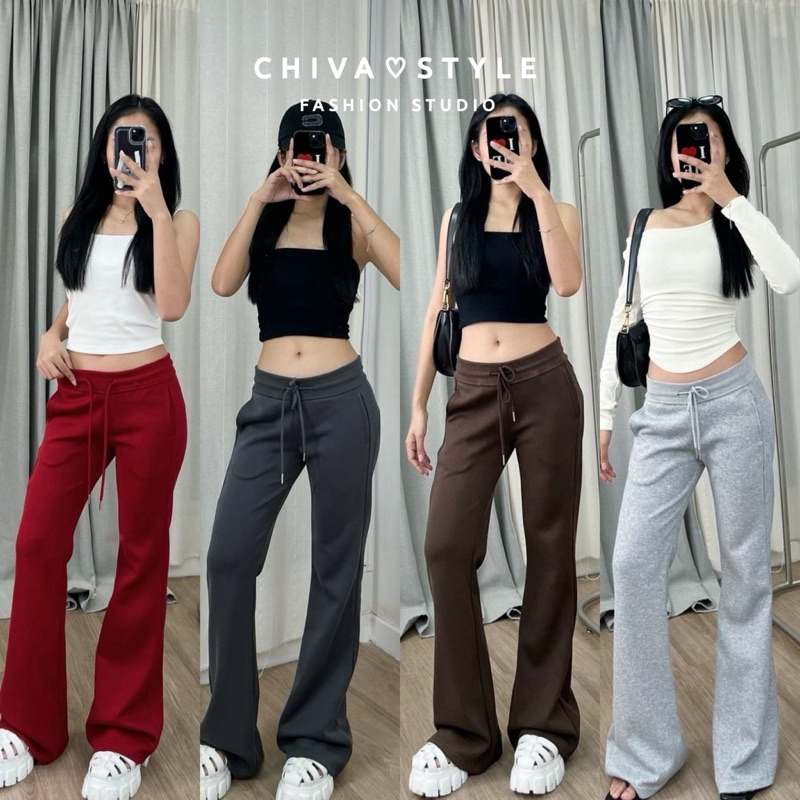 -𝐂𝐡𝐢𝐯𝐚- พร้อมส่ง กางเกงวอร์มขายาว ทรงขาม้า