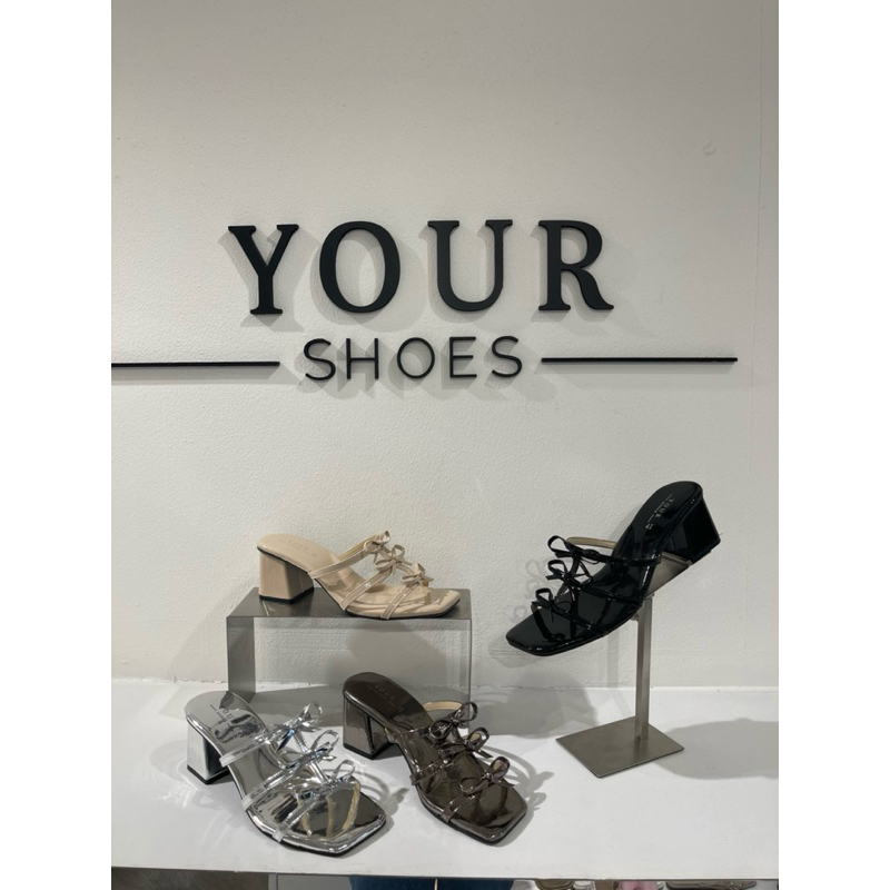 YOURSHOES Z10 / รองเท้าแต่งหน้าโบว์ ส้นสูง 2.5 นิ้ว รองเท้าส้นสูง รองเท้าส้นหนา